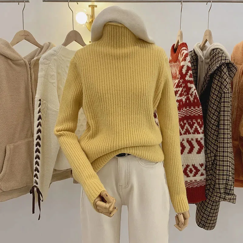 Y2K Inspired Korean Mock Neck Knit Sweater - Casual Spring Fashion