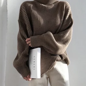 Y2K Inspired Korean Turtleneck Sweater - Vintage Style Lazy Wind Knit Pullover