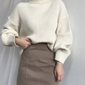 Y2K Inspired Korean Turtleneck Sweater - Vintage Style Lazy Wind Knit Pullover