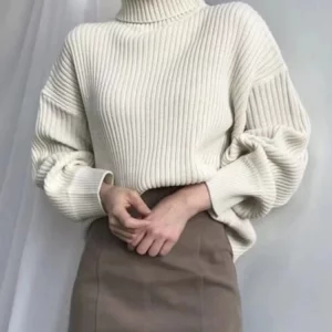 Y2K Inspired Korean Turtleneck Sweater - Vintage Style Lazy Wind Knit Pullover