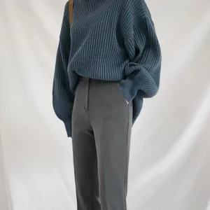 Y2K Inspired Korean Turtleneck Sweater - Vintage Style Lazy Wind Knit Pullover