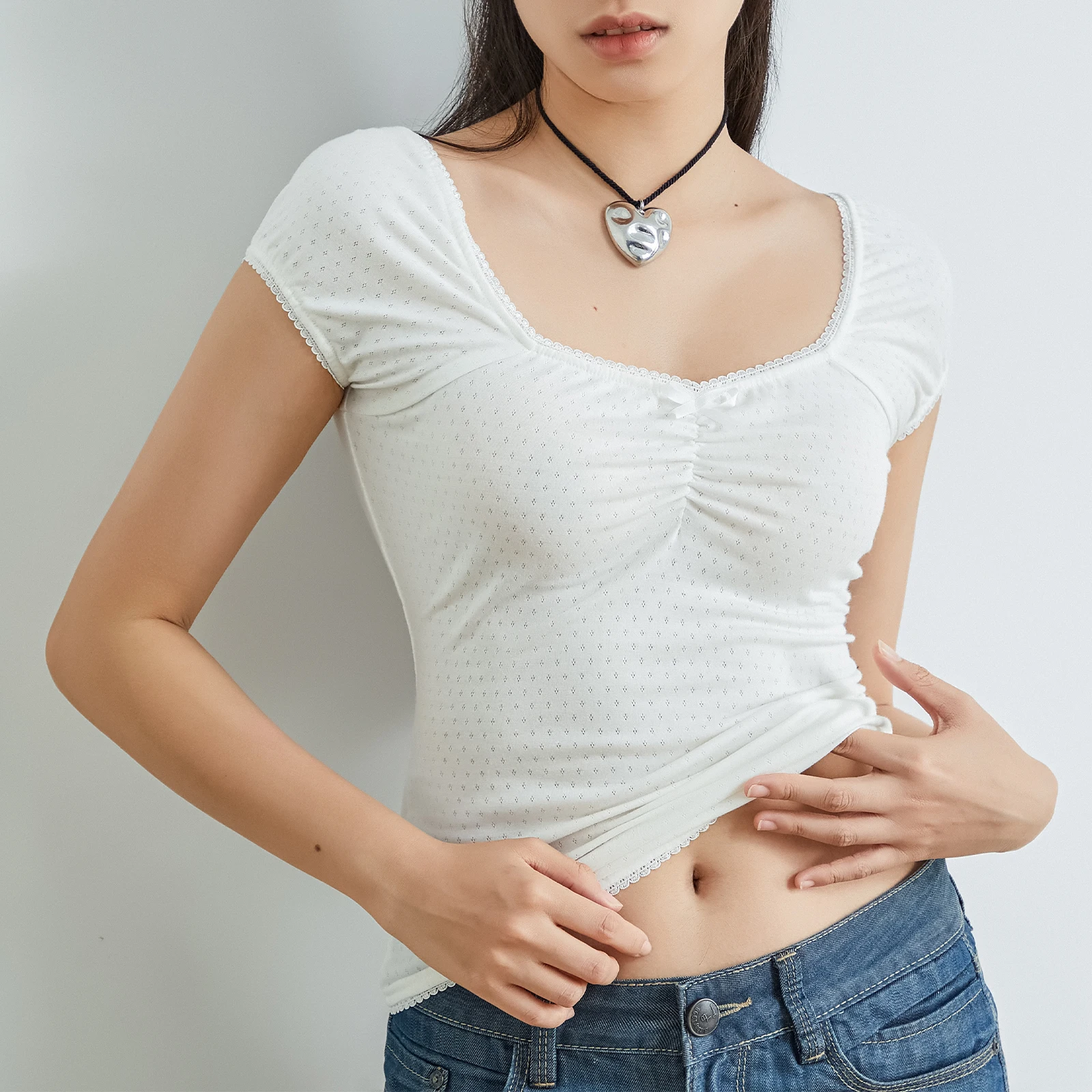 Y2K Inspired Solid Color Bowknot Crop Top - Streetwear for Casual Summer