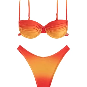 Y2K Inspired Two-Piece Bikini Set - High Waisted V-Neck Thong Swimsuit