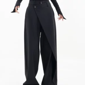 Y2K Irregular High Waist Wide Leg Pants - Patchwork Casual Streetwear