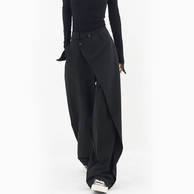 Y2K Irregular High Waist Wide Leg Pants - Patchwork Casual Streetwear