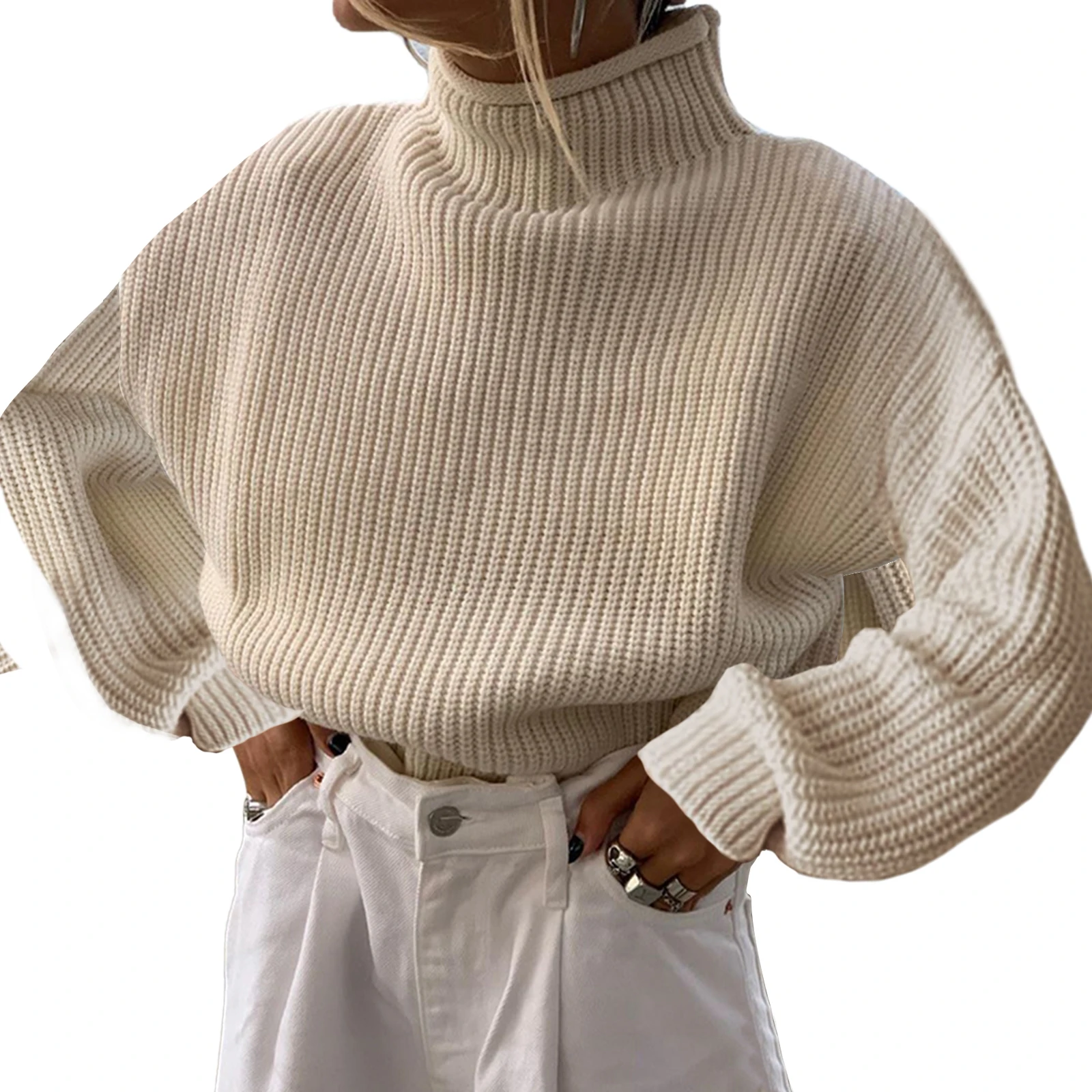 Y2K Knit Sweater Vest: Turtleneck Tank Top with Shoulder Pads