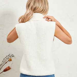 Y2K Knitted Tank Top - Sexy Turtleneck Sweater Vest for Women