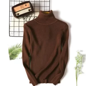 Y2K Knitted Turtleneck Sweater - Casual Ribbed Pullover Jumper