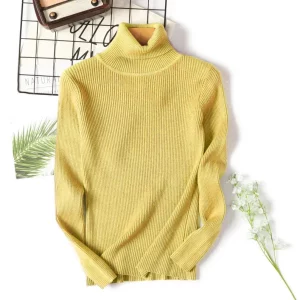 Y2K Knitted Turtleneck Sweater - Casual Ribbed Pullover Jumper