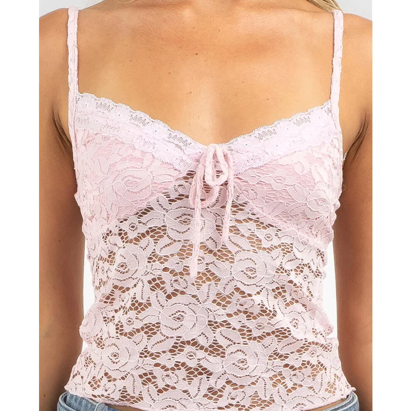 Y2K Lace Crop Top - Summer Sexy Spaghetti Strap Camisole