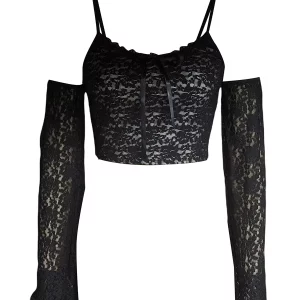 Y2K Lace Floral Crop Top: Sexy Clubwear Aesthetic Grunge Tee