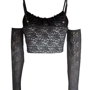 Y2K Lace Floral Crop Top: Sexy Clubwear Aesthetic Grunge Tee