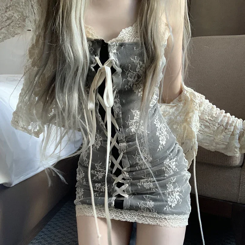 Y2K Lace Mini Dress: Fairycore Chic Sundress for Women