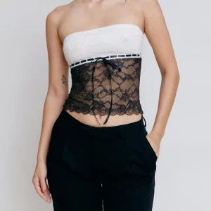 Y2K Lace Strapless Mesh Tube Top - Off-Shoulder Clubwear Mini Vest