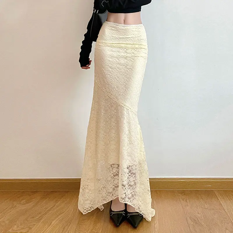 Y2K Lace Trumpet & Mermaid Skirts - Vintage High Waist Fashion