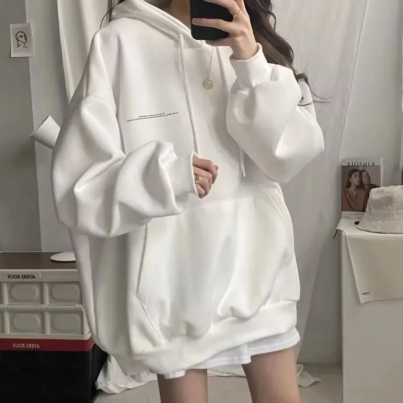 Y2K Letter Print Loose Sweatshirt - Korean Oversized Casual Hoodie