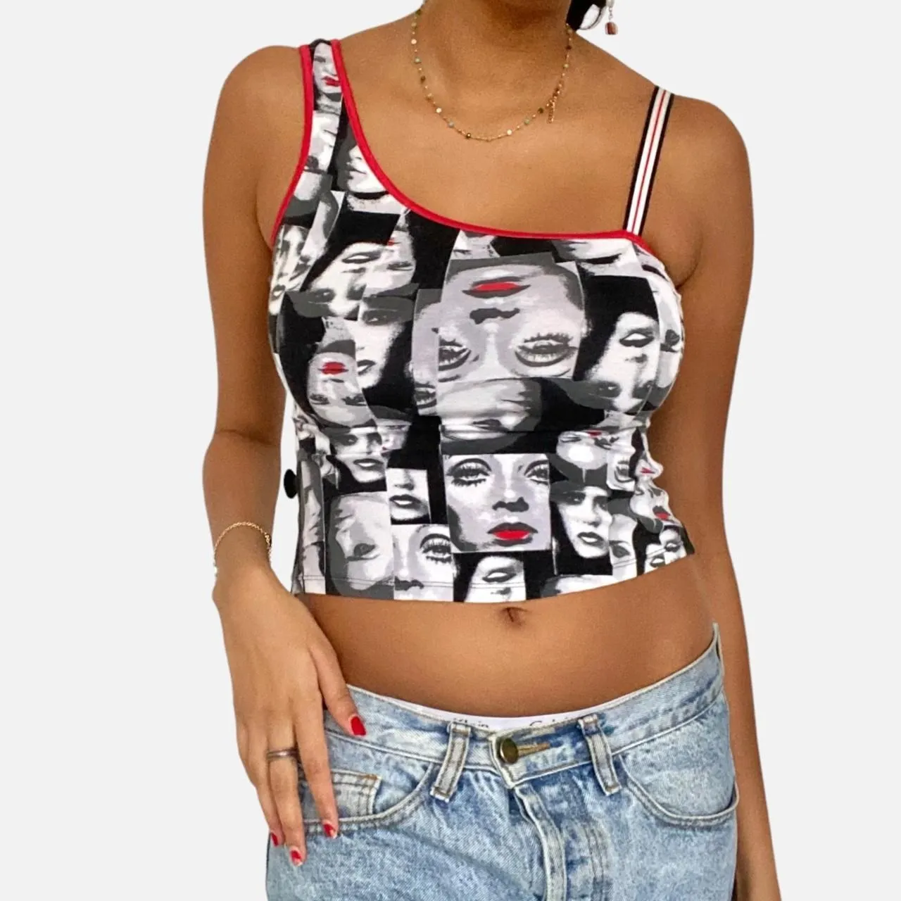 Y2K Lip Print Sexy Slim Fit Top - High Street Fashion Statement