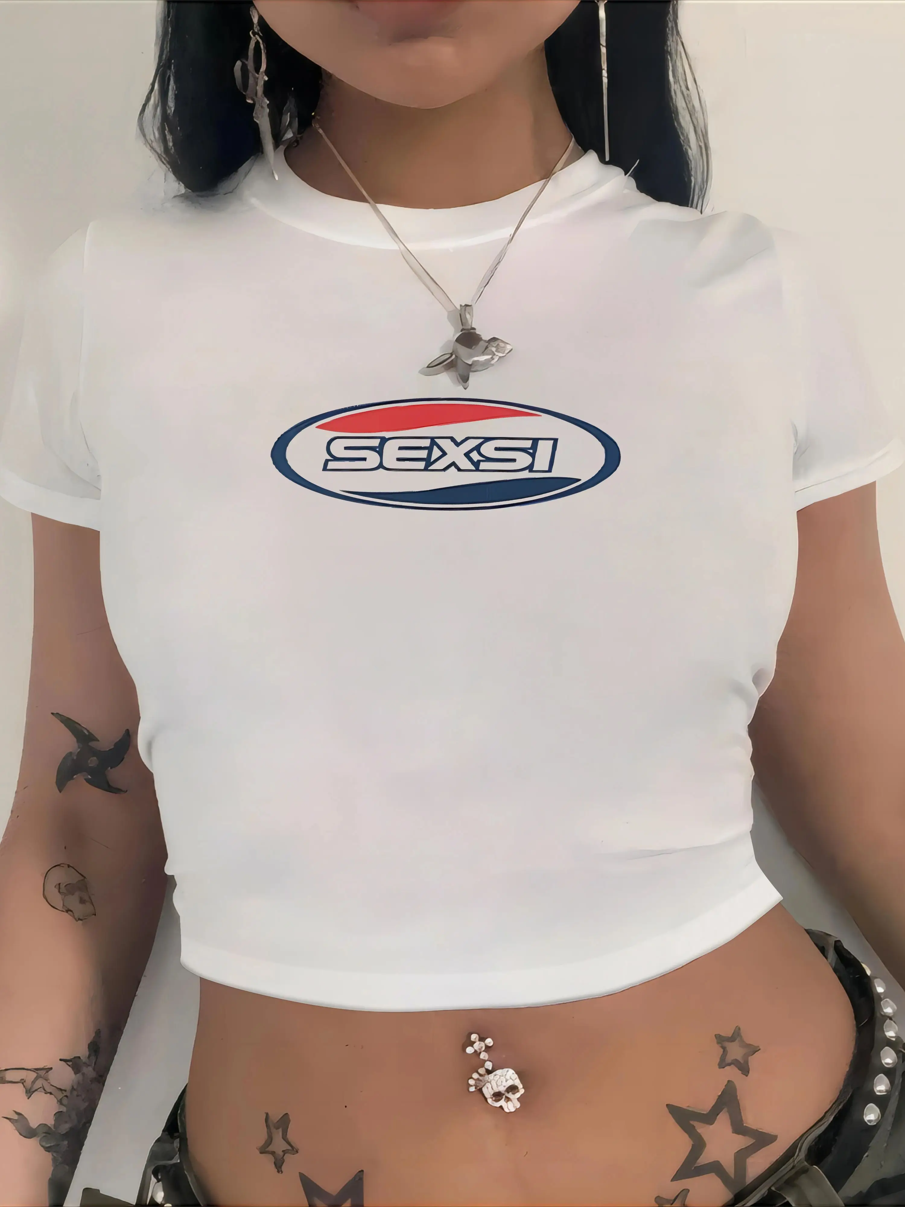 Y2K Logo Print Cropped T-Shirt