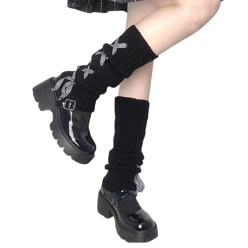 Y2K Lolita Aesthetic Bowknot Leg Warmers - Soft & Warm Anime Cosplay Socks