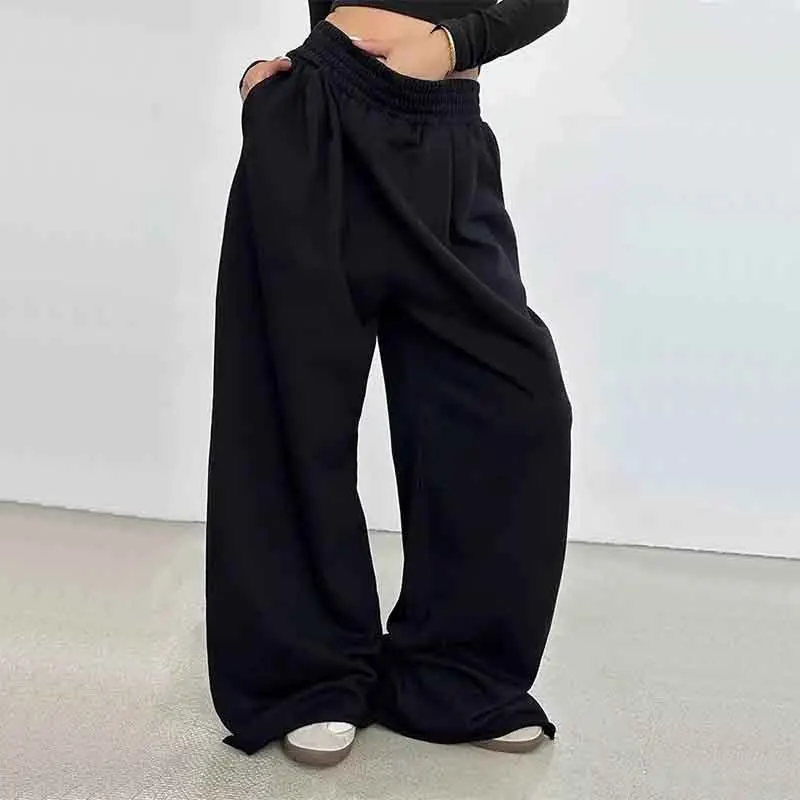 Y2K Loose Wide Leg Cotton Pants - Japanese High Waist Drawstring Sweatpants