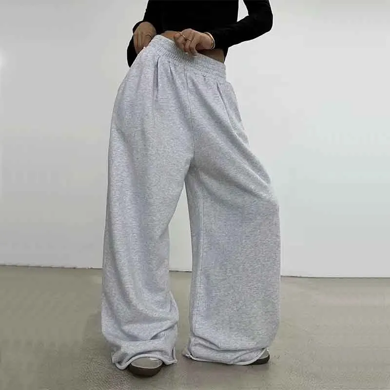 Y2K Loose Wide Leg Cotton Pants - Japanese High Waist Drawstring Sweatpants