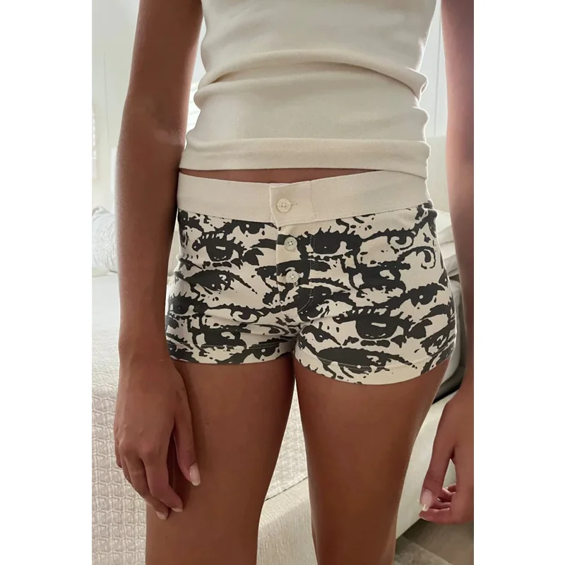 Y2K Lounge Shorts: 2000s Aesthetic Women's Graphic Print Grunge Hot Pants