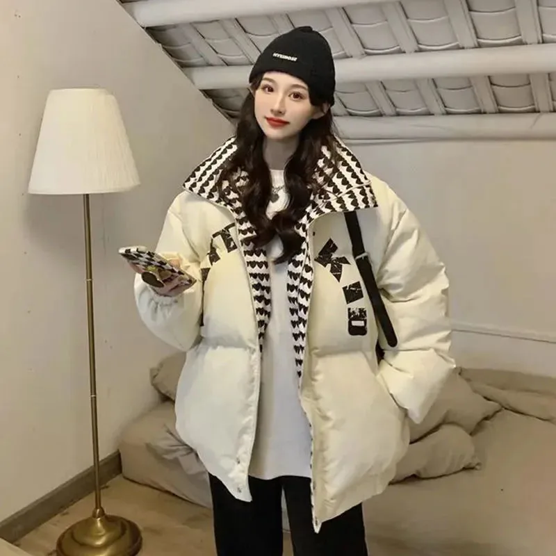 Y2K Love Letter Print Down Jacket - Streetwear Parka for Women