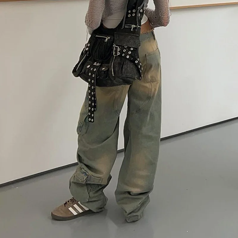 Y2K Low Waist Jeans - Harajuku Streetwear Retro Wide Leg Denim Trousers