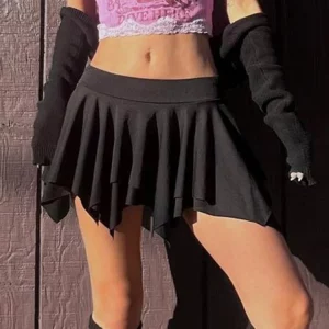 Y2K Low Waisted Pleated Skirts - Korean Chic Streetwear Mini Skirts