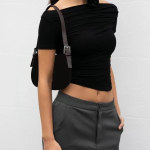 Y2K Off-Shoulder Crop Top: Women's Summer Streetwear Tee