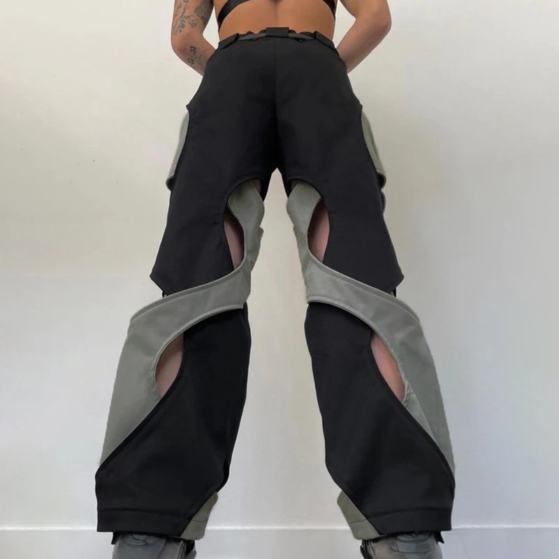 Y2K Patchwork Cargo Overalls: Streetwear Aesthetic Joggers