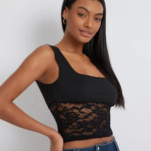 Y2K Patchwork Lace Crop Top - Sexy Backless Mesh Bustier Camisole