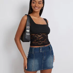 Y2K Patchwork Lace Crop Top - Sexy Backless Mesh Bustier Camisole