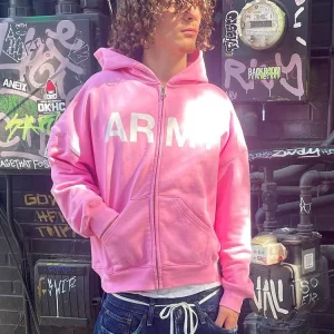 Y2K Pink Print Hoodie - Harajuku Gothic Grunge Sweatshirt