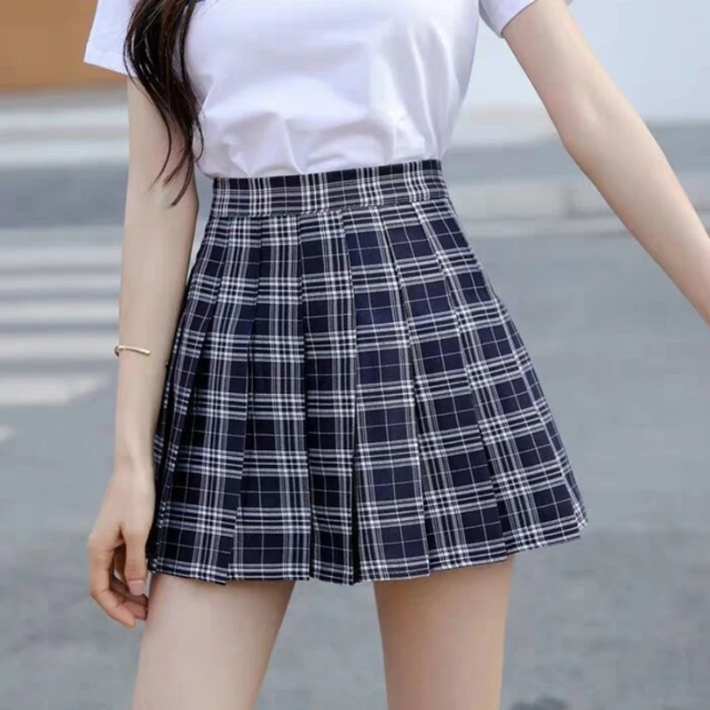 Y2K Plaid Mini Skirt - High Waist Pleated A-Line Harajuku Fashion