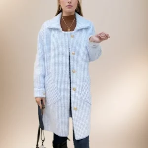 Y2K Plaid Mohair Cardigan with Mink Fur Trim - Autumn Knit Jacket