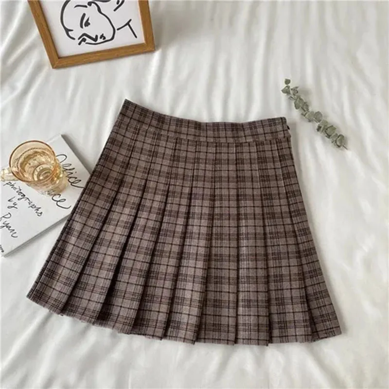 Y2K Plaid Pleated Skirt - Vintage A-Line Harajuku Mini Skirt