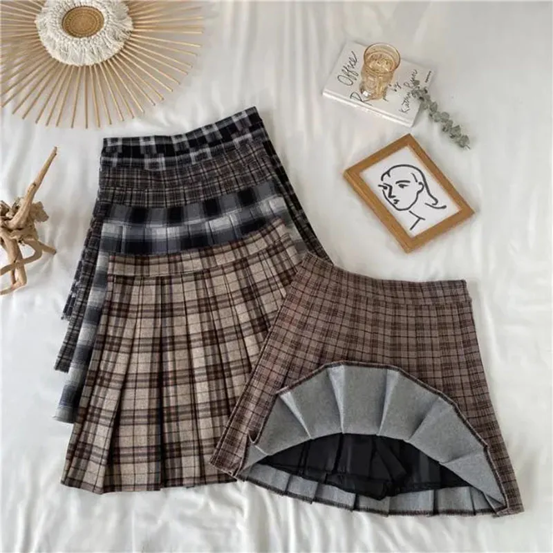 Y2K Plaid Pleated Skirt - Vintage A-Line Harajuku Mini Skirt