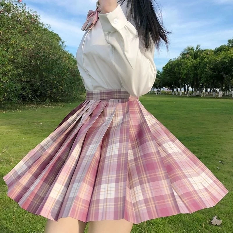 Y2K Plaid Pleated Skirt with Bow Detail - High Waist A-Line Mini Skirt