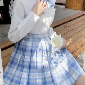 Y2K Plaid Pleated Skirt with Bow Detail - High Waist Harajuku Mini Skirt