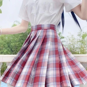 Y2K Plaid Pleated Skirt with Bow Detail - High Waist Harajuku Mini Skirt