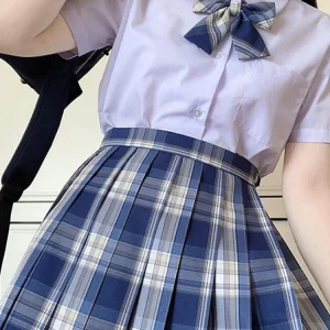 Y2K Plaid Pleated Skirt with Bow Detail - High Waist Harajuku Mini Skirt