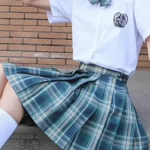 Y2K Plaid Pleated Skirt with Bow Detail - High Waist Harajuku Mini Skirt