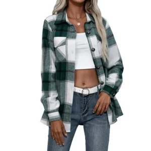 Y2K Plaid Shirt Coat - Retro Grunge Style for Women