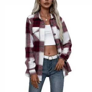 Y2K Plaid Shirt Coat - Retro Grunge Style for Women