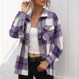 Y2K Plaid Shirt Coat - Retro Grunge Style for Women