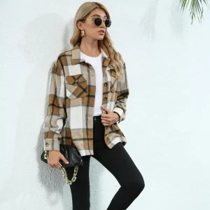 Y2K Plaid Shirt Coat - Retro Grunge Style for Women