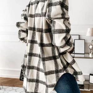 Y2K Plaid Shirt Coat - Retro Grunge Style for Women