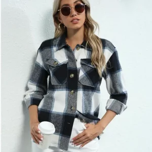 Y2K Plaid Shirt Coat - Retro Grunge Style for Women