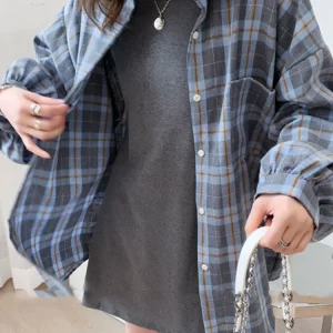 Y2K Plaid Shirt: Korean Oversize Harajuku Top for Chic Summer Outfits